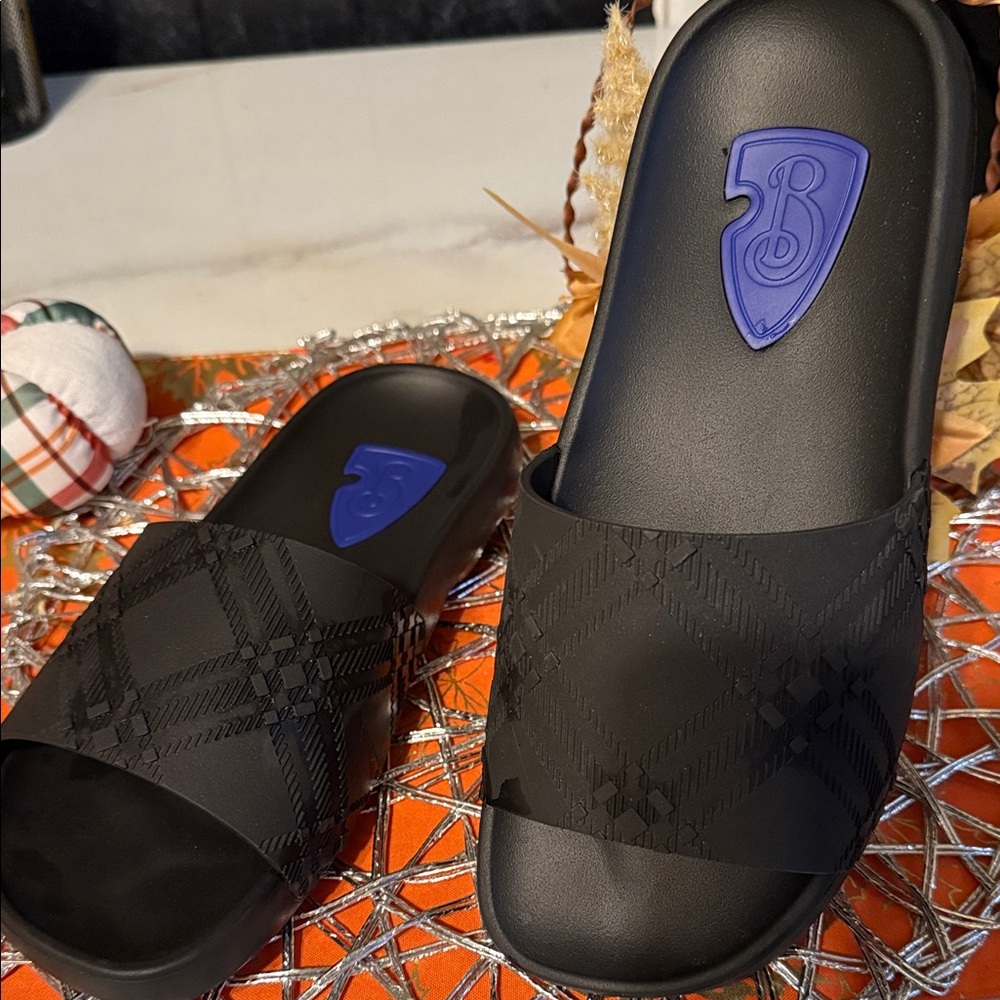 Burberry Black and Purple Sandals